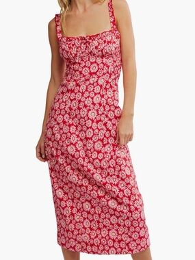 Free People, Red Floral Midi Dress